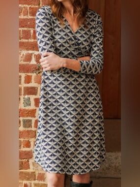 Synergy Organic Cotton Faux Wrap Peacock Dress size Medium